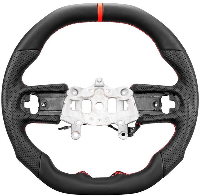 JIANGGAI D_Shaped Flat Top and Bottom Perforated Leather Grip Full Leather Steering Wheel with Hea, 2018-2024(Full Leather Double
