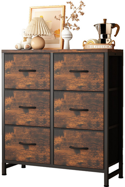 소웰홈 패브릭 3단6문 와이드 수납장, 나뭇결, 6단