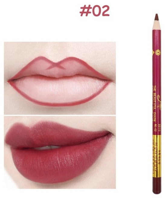 립글로즈 립틴트 립밤 립라이너 잘 지워지지 않는 착색 타투 립스틱 틴트 1pc 방수 매트 립 라인 펜 입술 아이 라이너 블러쉬 메이크업 롱래스팅 문신 스케치 염료 라이너 연필, 02, 1개