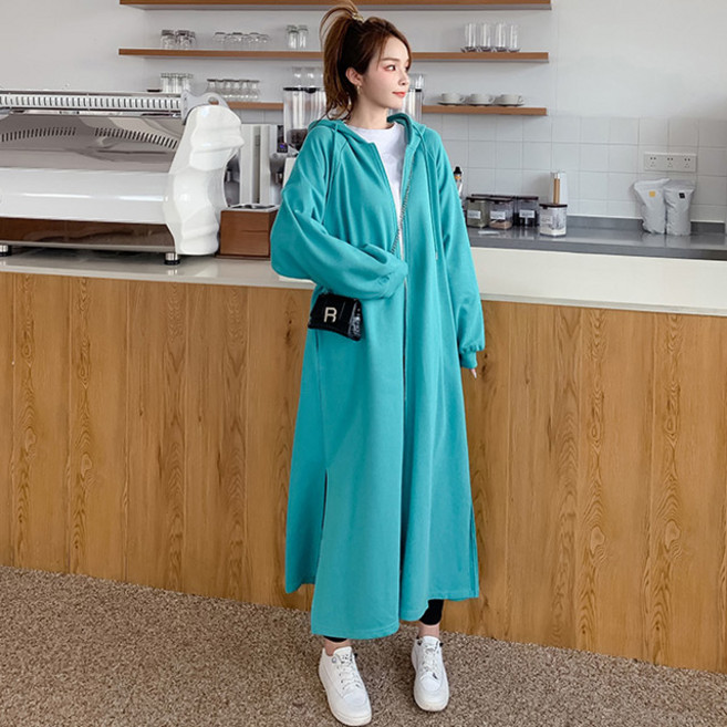 배꼽 J120-9 젤뮤 빅사이즈 루즈핏 롱 후드짚업 44-130