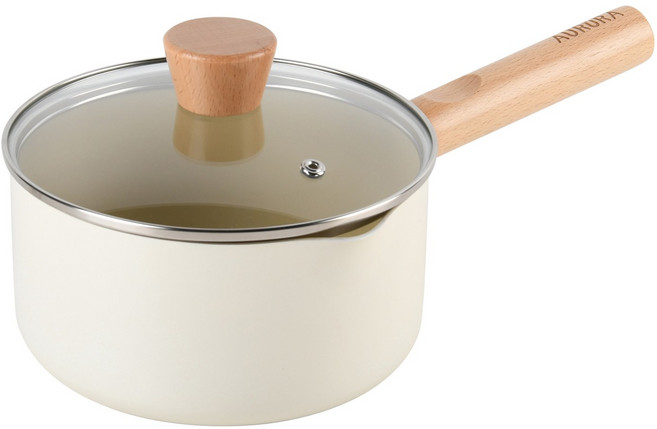 AURURA 냄비 이유식냄비 라면냄비 인덕션 가스레인지 겸용 세라믹코팅 주방용 조리기구, 1개, 흰색, 16cm