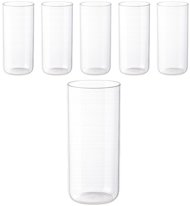 소소낫 높은형 내열유리컵 430ml, 6개, 투명
