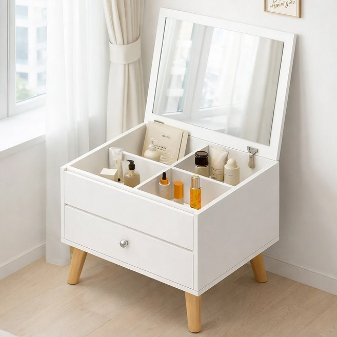위즈룸 미니 좌식 화장대, 화이트우드