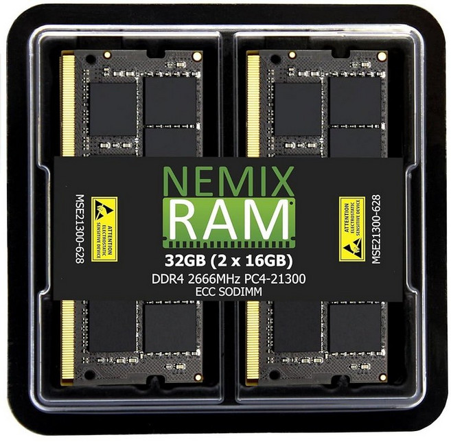 NEMIX RAM 32GB(2X16GB) DDR4 2666MHZ PC4-21300 2Rx8 1.2V CL19 260핀 ECC 언버퍼드 SODIMM NAS 메모리 키트 Synol, 32GB (2X16GB) DDR4 2666MHZ ECC, 2개