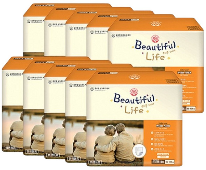 뷰티풀라이프 성인용 팬티기저귀 특대형(요실금) 10매 x 10팩, 특대형, 10개입, 10박스