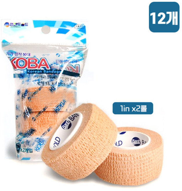 밴드골드 코바 자가 점착 압박용 밴드 25 mm x 4 m, 2개입, 12개