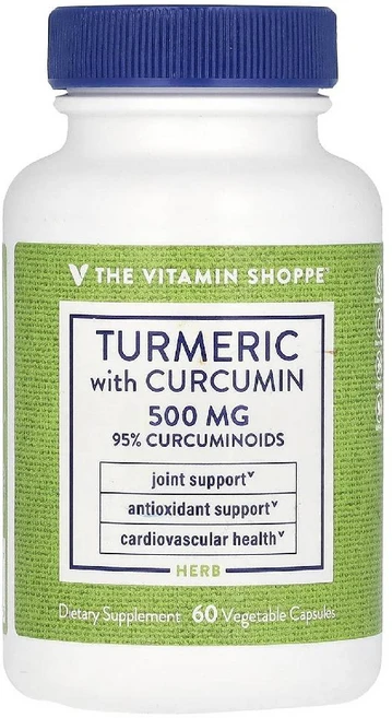 The Vitamin Shoppe 강황 추출 500mg 커큐민 함유 Turmeric, 1개, 60정 - 쿠팡