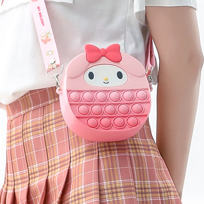 산리오 마이멜로디 헬로키티 푸쉬팝 뽁뽁이 카드 동전지갑 가방 파우치 정품