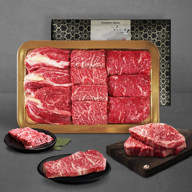 농협안심한우 암소퀸 1+등급 채반선물세트 1호 1kg (등심500g+특수300g+채끝200g ), 1개