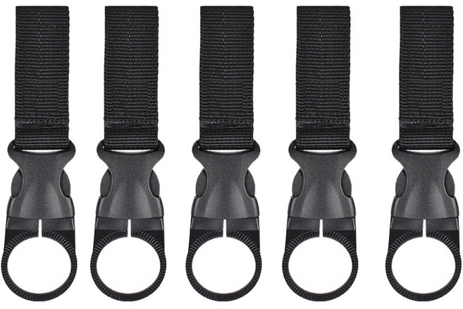 [티케이샵] 물병거치대 캠핑 등산용 카라비너 거치대 5P, 블랙, 5개