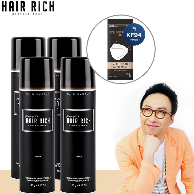 박명수헤어리치 스프레이 120g, 흑갈색, 4개