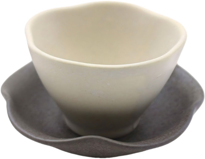 달소금 도자기 꽃잎 찻잔세트, 차콜, 1세트