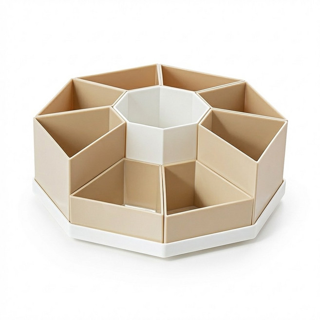 모덴즈 360도 회전 연필꽂이 데스크 오거나이저 깔끔한 책상 정리 수납함, 1개, 모던베이지