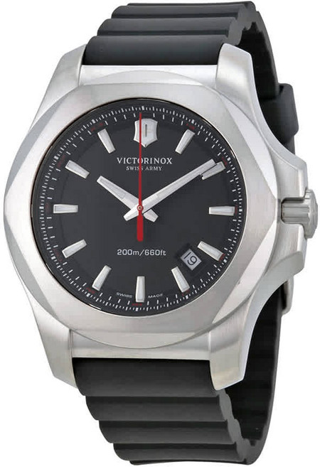 빅토리녹스 스위스 아미 I.N.O.X 블랙 다이얼 블랙 러버 남성용 시계 241682.1 991012