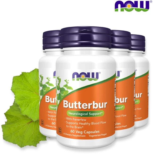 [4세트] 나우푸드 버터버 식물성 60 캡슐 머위 추출물 세스퀴테르펜 피버퓨, 4팩, 60정 - 쿠팡