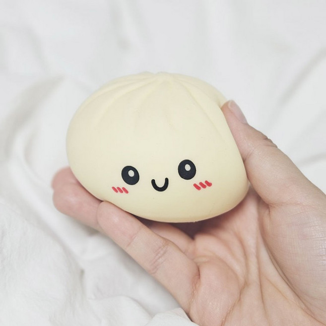 스마일 만두 말랑이 귀여운 표정 주물럭 모찌 스퀴시 촉감 스트레스볼, 1개, 기본형