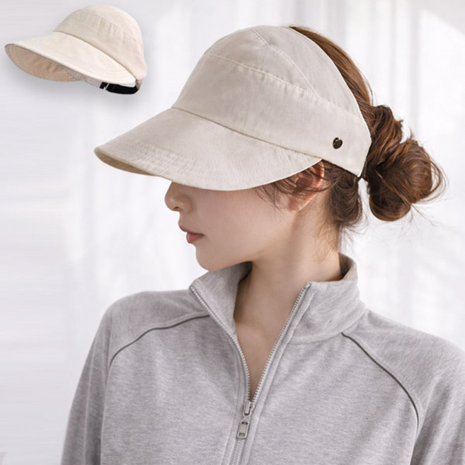 리츠제이 포니테일 초경량 얼굴 작아보이는 밴딩 썬캡 여름 휴대용 모자 1+1