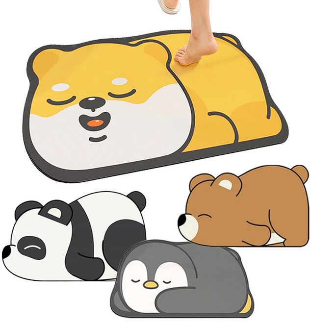 1+1 귀여운 고급형 애니멀 캐릭터 규조토 발매트 4종, 곰