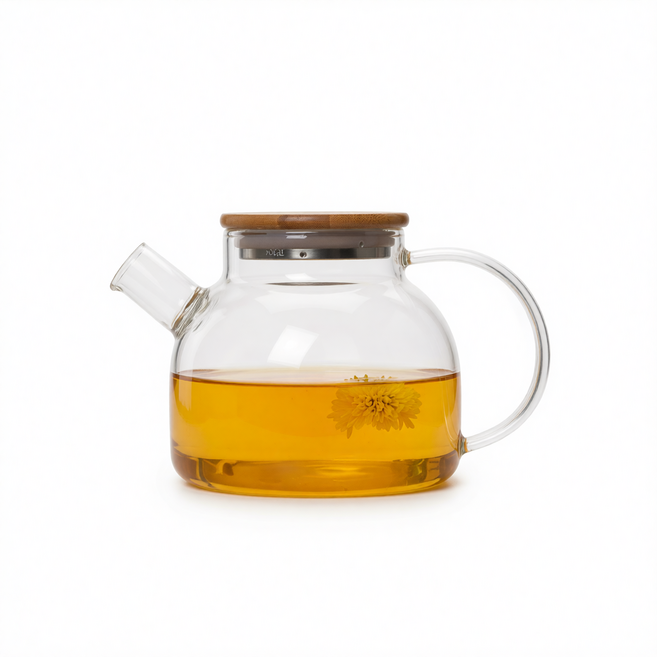 HYPXL 耐熱玻璃水壺, 升級包鋼竹蓋壺, 1個, 1000ml
