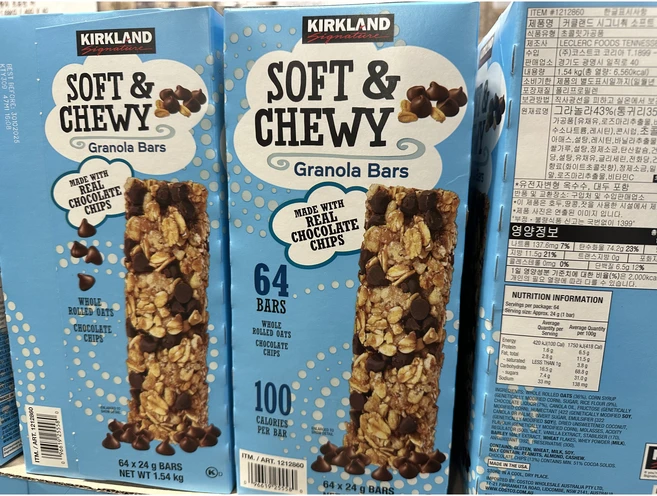커클랜드 그래놀라바 1.54kg 소프트앤츄이 코스트코 에너지 견과 곡물 영양바, 24g, 64개 - 쿠팡