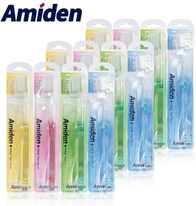 치과용 치과 칫솔 부드러운 미세모 칫솔 잇몸에 좋은 아미덴 프라임 칫솔 12개입, 일반모