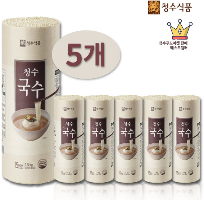 청수 국수 원통형 1.5kg x 5개 (75인분 업소용 진공반죽)