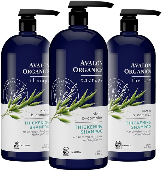 아발론 오가닉스 비오틴 단백질 샴푸 약산성 탈모 비건 오가닉 지성 비듬 모발 두피 케어 대용량, 946ml, 3개 - 쿠팡