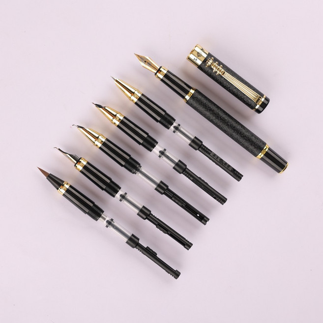 鋼筆 書法尖鋼筆 練字筆 按壓式鋼筆 0.5mm 墨囊 墨水, 明尖0.5+20墨囊+墨水