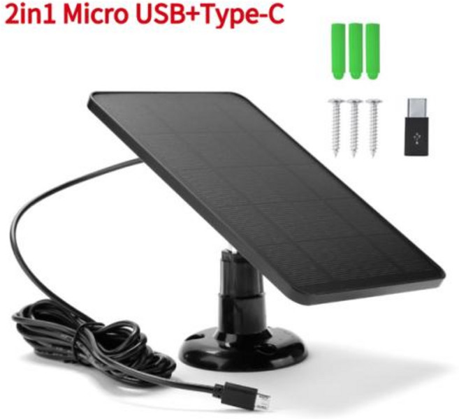 태양광 패널 태양 패널 마이크로 USB C 타입 태양광 패널 야외 전지 충전기 보안 카메라용 소형 가정용 조명 시스템 10W 5V 2in 1, 5) 2in1 Black, 7) 2in1 Black