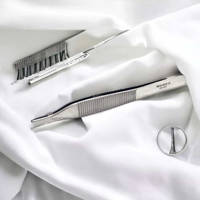 마이크로 에디슨 핀셋 12.5cm 6-057M Adson Forceps Micro 무구 상처치료 의료용기구 의료용포셉 의료용집게, 1개