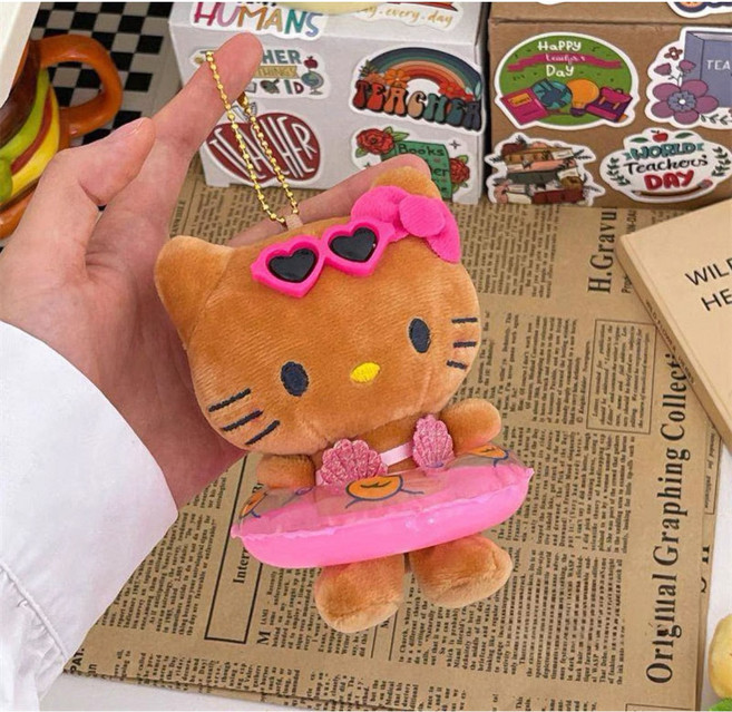 키티 튜브 태닝 수영복 인형 키링 키홀더