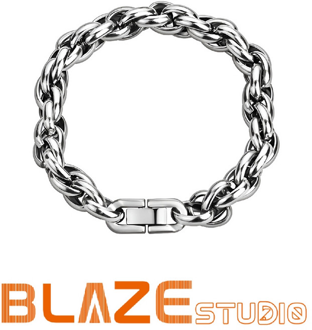 BLAZE 麻花手錬 復古手工編織 316L醫療鋼鈦鋼 不過敏