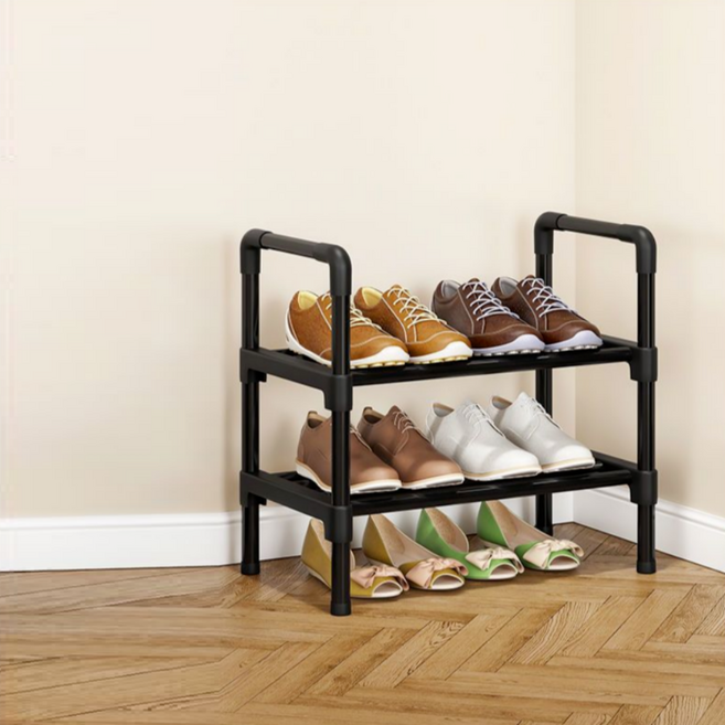 아크배라 좁은 현관 미니 신발장 정리대, 45cm, 블랙2단
