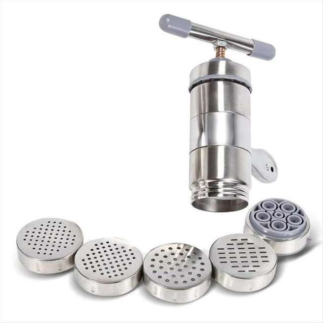 수동 스테인레스 스틸 국수 제조기 파스타 커터 주방 공작 기계 중공 국수 기계 국수 기계 5 헤드