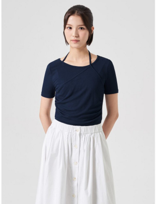 에잇세컨즈 반팔티셔츠 홀터 레이어드 티셔츠 네이비 354542MQ6R 1725502