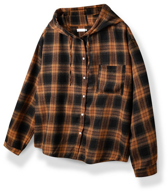 [해리슨] 오버핏 타탄 후드 체크셔츠 RTW1958