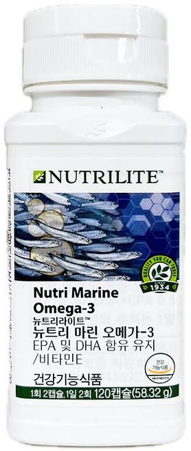 암웨이 뉴트리 마린 오메가3 (120캡슐) + 포켓물티슈 증정, 58.32g, 1개