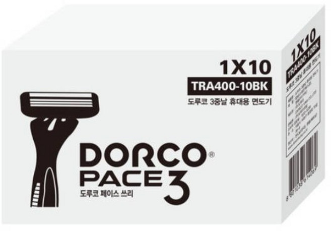 PACE 도루코 3중날 휴대용 면도기, 10개, 10개입