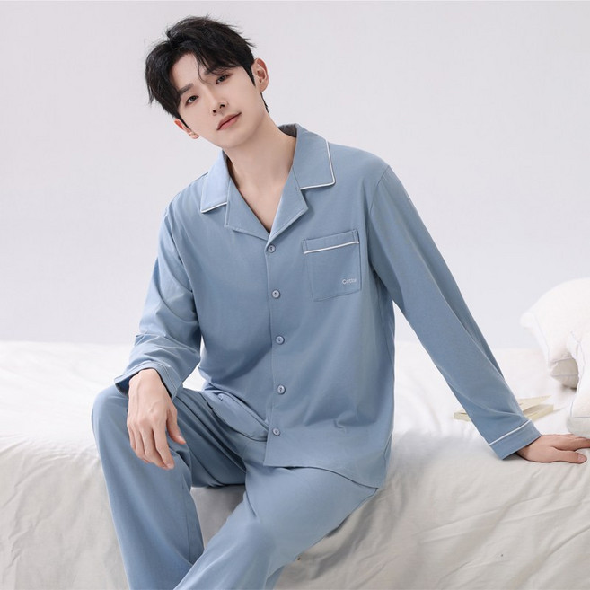 남성 파자마 순면 100% 사계절 심플한 디자인 프리미엄 순면 파자마세트 JF-161