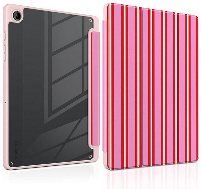 MEEgoodo Case for Samsung Galaxy Tab A11 Plus 2026/A9 Plus 11 inch 2024 (Fit Model SM-X230/X236/X2, 핑크와 레드 스트라이프