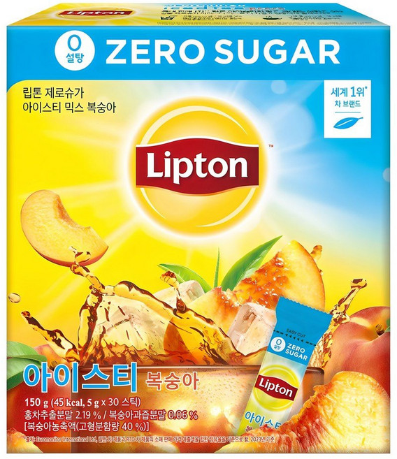 립톤 제로슈가 아이스티 믹스 복숭아, 5g, 30개입