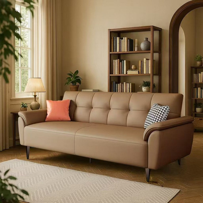 2인용 접이식 쇼파베드 거실침대 휴게실 다용도 간이 컴포트 소파, 갈색