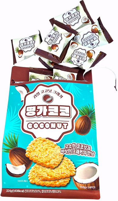 새마원 리얼 명가코코 코코넛 크래커 324g 비스킷 과자 개별포장 비스켓 쿠키, 1개