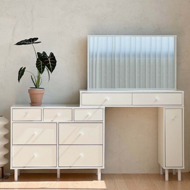 [파로마] 홈즈 블랑 3단 7칸 화이트 화장대 일반거울 HPN344, 상세 설명 참조