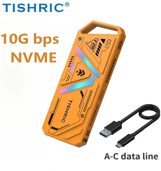 TISHRIC NVME 인클로저 외장형 하드 드라이브 M2 SSD 케이스(하드 1.8인치 USBC 케이스(게임용 PC 노트북 P, 01 빠른, 01 주황색