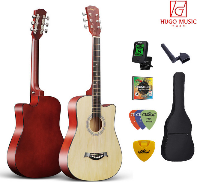 위고뮤직 HUGO-38G 입문용 통기타 연습용 여성용 38인치 WOOD, 단품, 단품, 1개