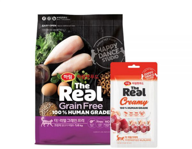 더리얼 캣 그레인프리 크런치 1.6kg + 크리미 50g (닭고기 어덜트) 고양이 사료, 닭고기 시니어, 연어&닭가슴살, 1, 닭고기 시니어, 연어&닭가슴살