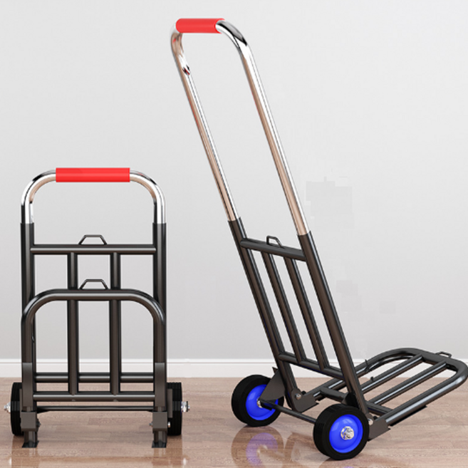 시장 캠핑 쇼핑카트 장바구니 손수레 핸드카트 접이식 캐리어 구루마, (블루)우레탄 바퀴, 1개