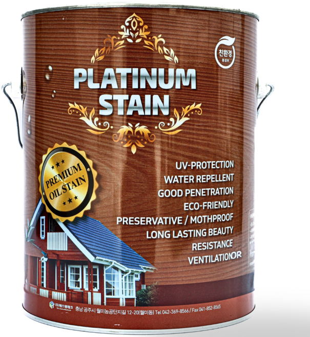 [PLATINUM] 친환경인증 오일스테인 오일스텐 목재침투 방부목 스테인4리터, 1개, 4L, 도토리색
