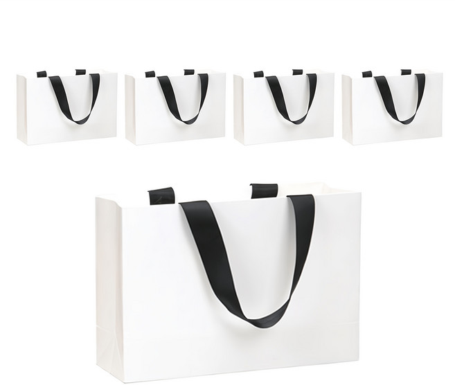 더깔끔 무지 쇼핑백 5p, 화이트, 1개